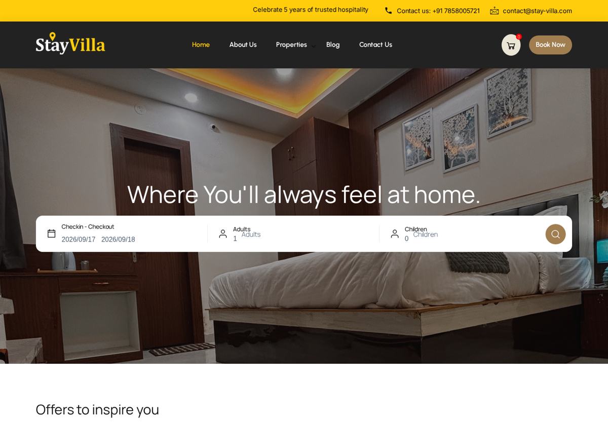 Stay Villa website preview